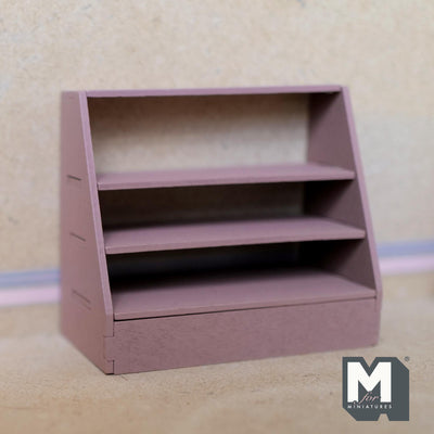 1:12 Scale Miniature Wood 4 Tier Stepped Display Shelf Kit, Unassembled, 3-15/16 inch wide, DIY Dollhouse Supply (dusty pink)