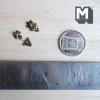 1:12 scale miniature antique brass metal swing hook latches with matching catch plates, set of 2