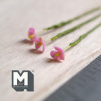 Tiges de fleurs d'anthurium roses miniatures à l'échelle 1:12, lot de 3, jusqu'à 6 cm de long, fournitures pour maison de poupée à faire soi-même