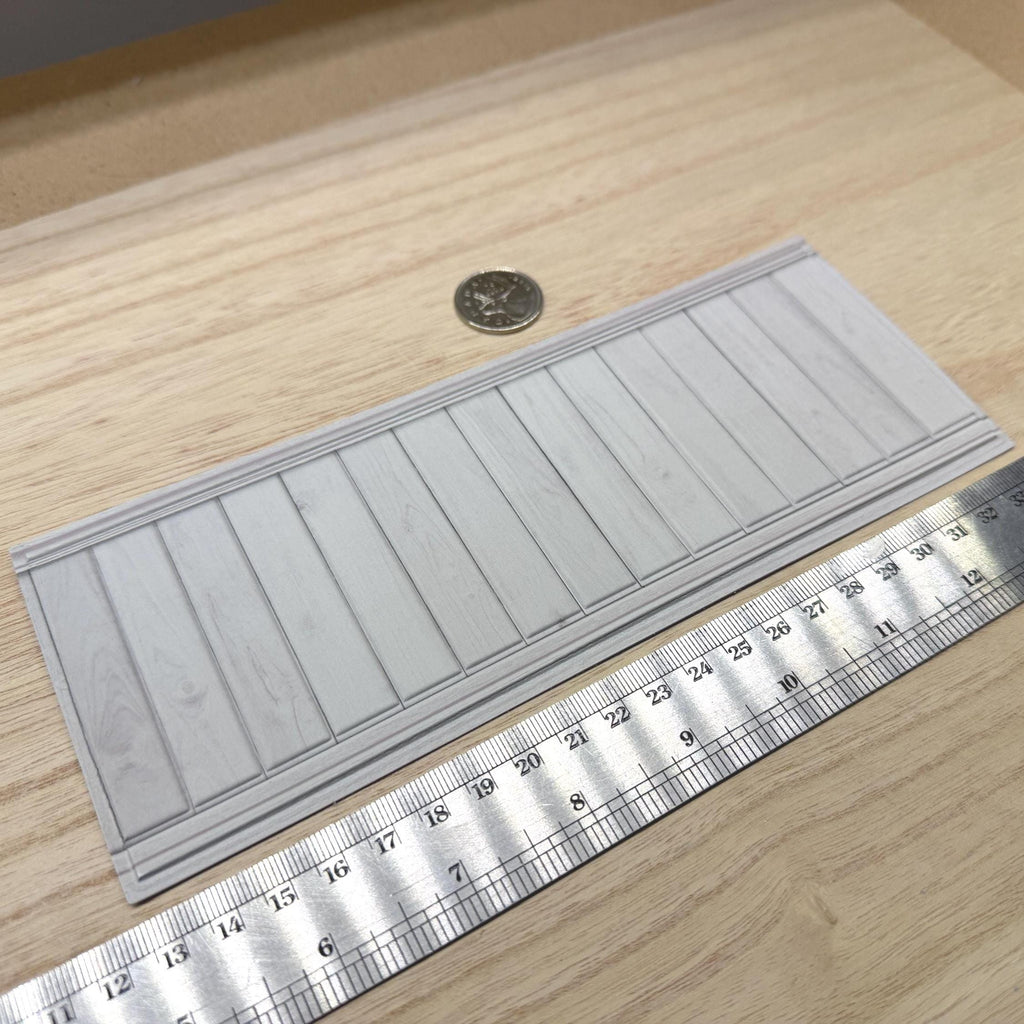 1:12 Scale Miniature Dollhouse Vertical Plank Wainscot Panel with Wood Grain, 8-1/4 inch long (foamboard) (light gray)