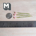 1:12 scale miniature pink anthurium flower stems with yellow green centers, on green wrapped stems