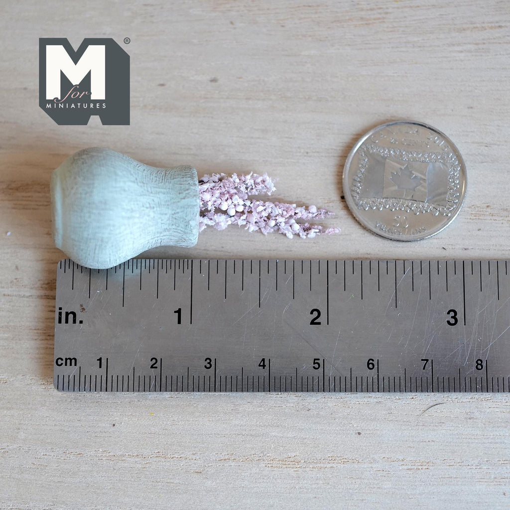 Miniatura in scala 1:12 vaso monofiore di argilla con rami fioriti, invecchiato, alto 1-7/8 inch, decorazione per casa delle bambole (azzurro)