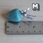 1:12 Scale Miniature Clay Plum Shaped Vase with Silver Stems and White Berries, Weathered, 1-5/8 inch tall, Dollhouse Decor (teal)