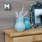 Miniatura in scala 1:12 vaso monofiore di argilla con rami fioriti, invecchiato, alto 1-7/8 inch, decorazione per casa delle bambole (azzurro)