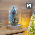 1:12 Scale Miniature Christmas Tree and Gold Toy Soldier in Glass Dome, 1-1/2 inch tall, Dollhouse Decor
