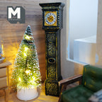 1:12 Scale Miniature Weathered Grandfather Clock with Gold Rim, 6-5/16 inch tall, Dollhouse Decor (cast resin) (black)