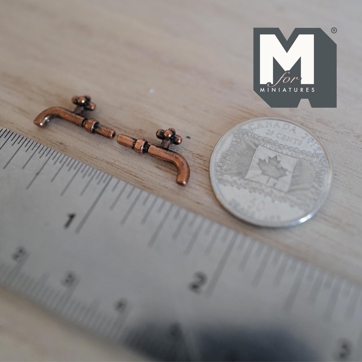 Miniature etgrebsarmaturer i skala 1:12, sæt med 2, 1/2 inch lange, gør-det-selv-materiale til dukkehus (kobber)