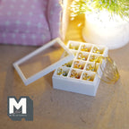 1:12 Scale Miniature Christmas Ornaments with Storage Box and Brass Wire, Set of 12, Dollhouse Decor (red, green and gold)