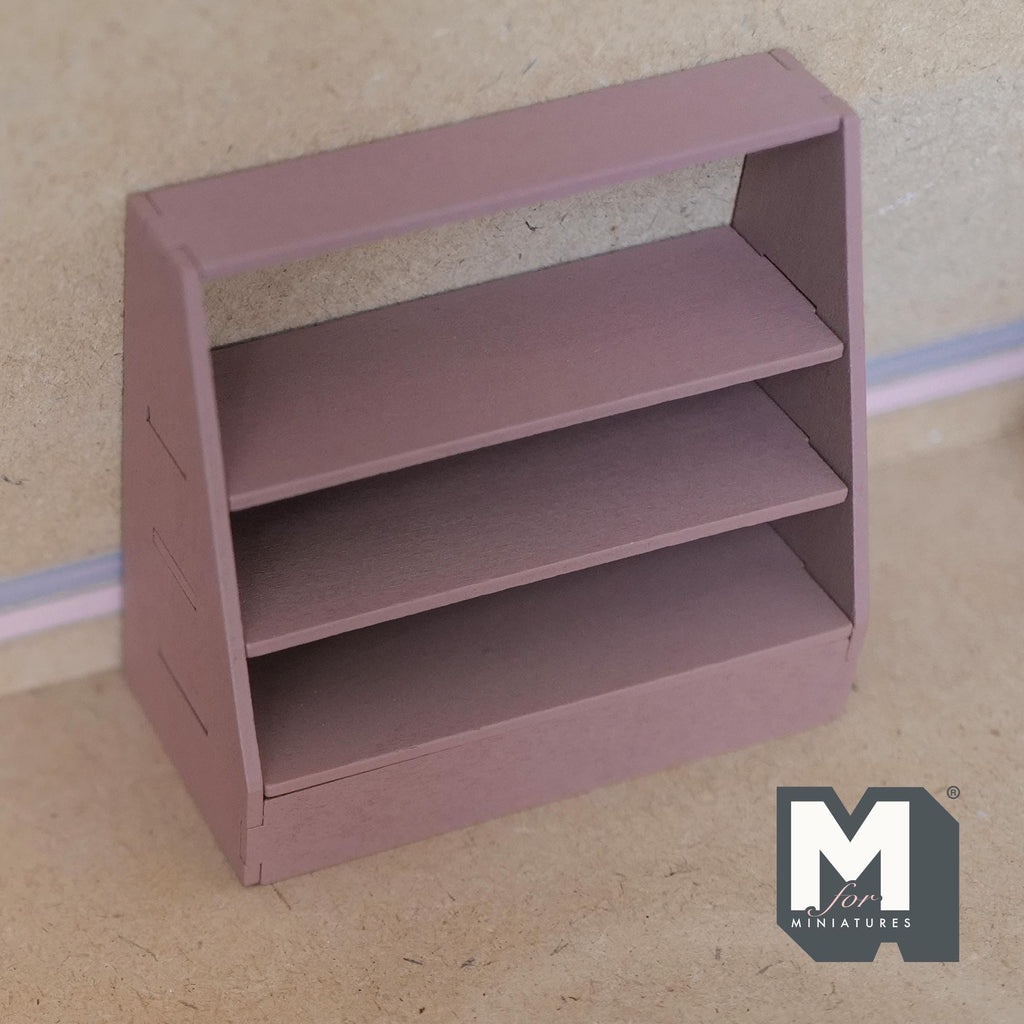 Maßstab 1:12 Miniatur-Stufenregal aus Holz mit 4 Ebenen, Bausatz, unmontiert, 3-15/16 inch breit, DIY-Puppenhausbedarf (Altrosa)