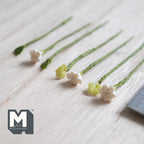 1:12 Scale Miniature White Carnation Flower Stems with Leaves, Set of 7, up to 2-15/16 inch long, DIY Dollhouse Supply