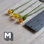 1:12 Scale Miniature Yellow Lily Flower Stems with Leaves, Set of 4, up to 2-3/4 inch long, DIY Dollhouse Supply