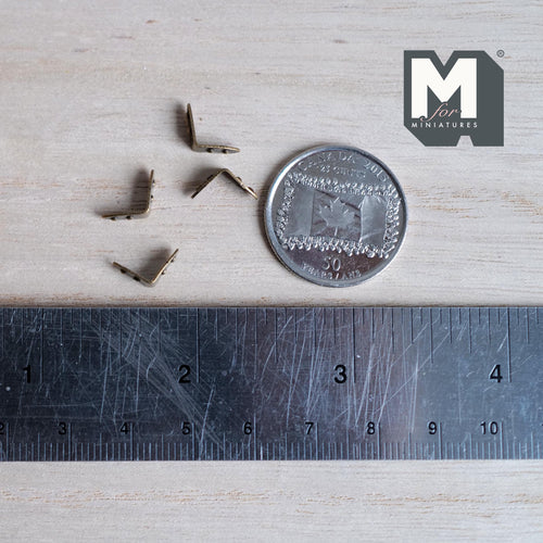 1:12 Scale Miniature Angle Corner Brackets, Set of 4, 5/16 inch long, DIY Dollhouse Supply (antique brass)