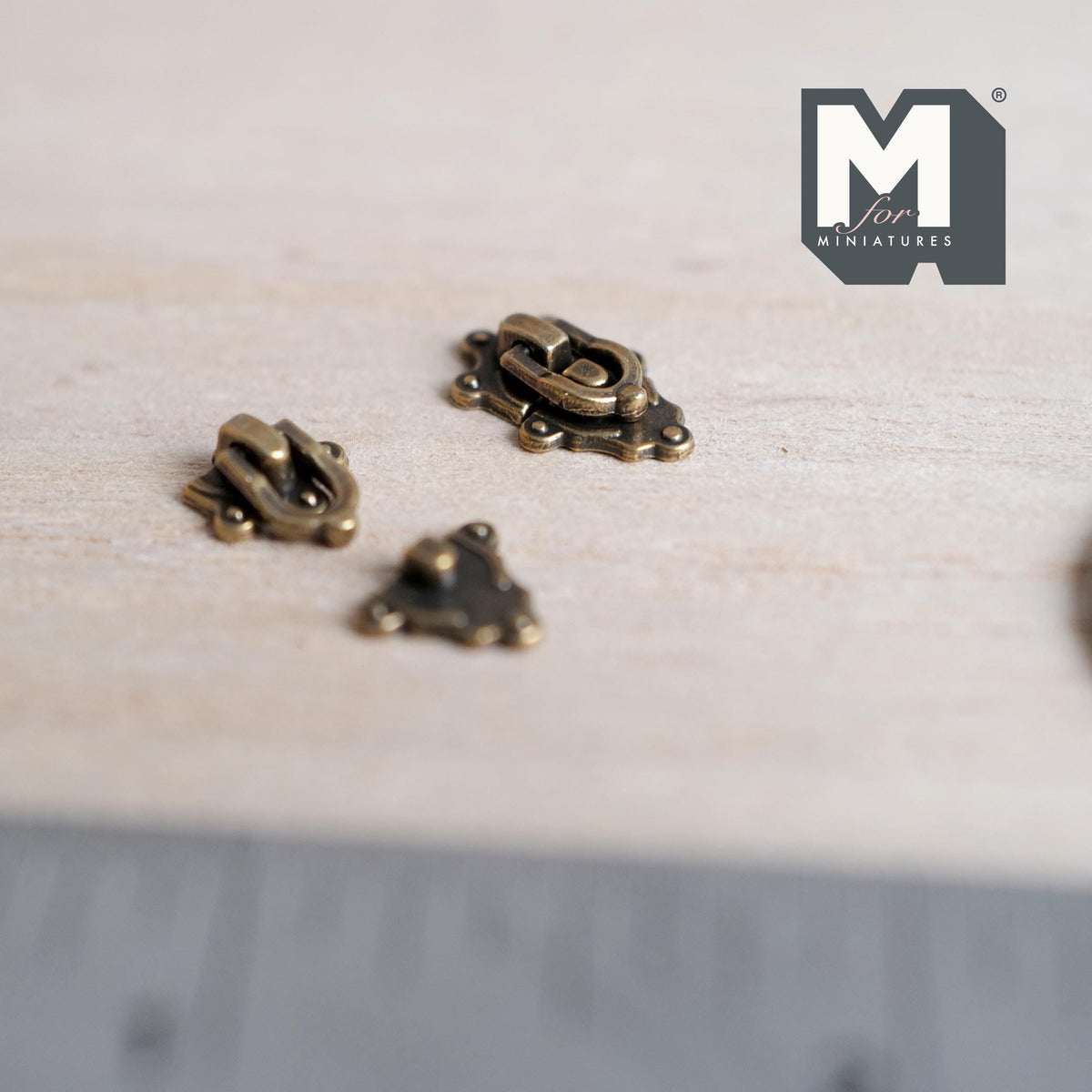 1:12 Scale Miniature Swing Hook Latches with Catches, Set of 2, 9/16 inch tall, DIY Dollhouse Supply (antique brass)