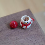 1:12 Scale Miniature Christmas Snowman Mug with Hot Chocolate and Cone Hat Lid, 13/16 inch tall, Dollhouse Decor (red) (non edible)