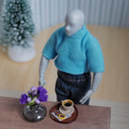 1:12 Scale Miniature Cup of Black Coffee with Crema, Saucer, 2 Cookies and Tray, 1 inch dia., Dollhouse Decor (beige) (non edible)