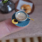 Miniatura à escala 1:12 de chávena e pires de café com colher e bolacha, 3/4 inch de diâmetro, decoração para casa de bonecas (azul) (grande) (não comestível)