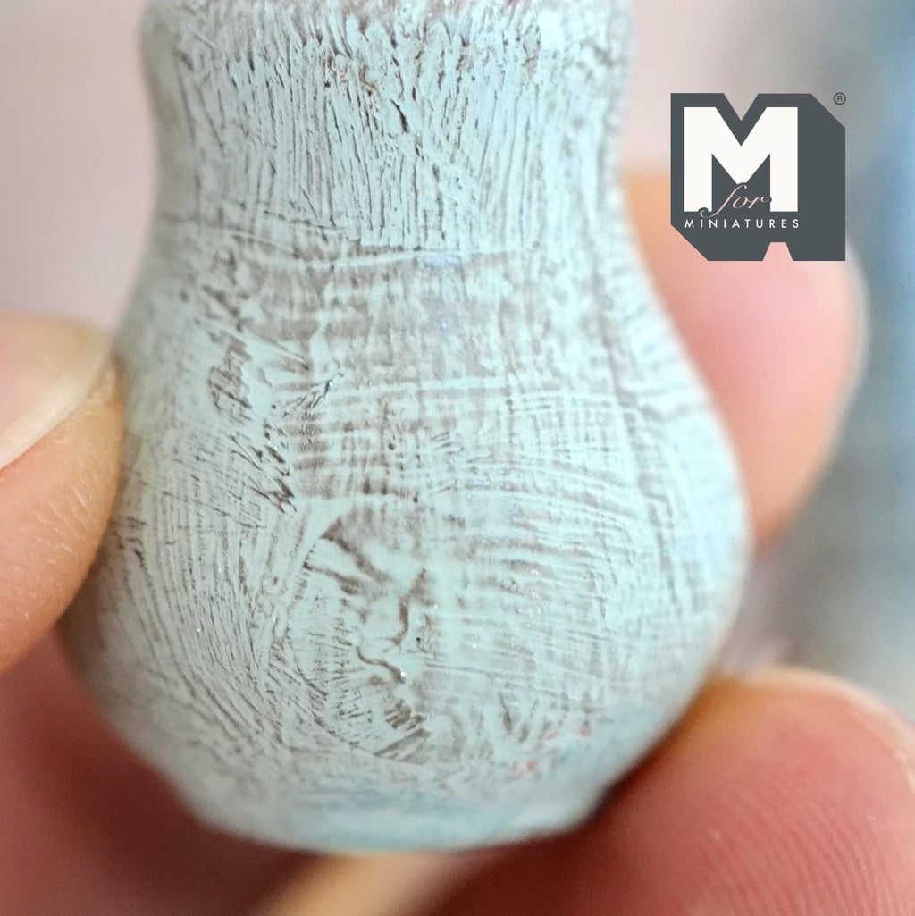 Miniatura in scala 1:12 vaso monofiore di argilla con rami fioriti, invecchiato, alto 1-7/8 inch, decorazione per casa delle bambole (azzurro)