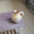 1:12 Scale Miniature Clay Pitcher with Brown Rim, Wrapped in Jute Twine, 1-3/16 inch tall, Dollhouse Decor (beige)
