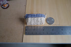 1:12 Scale Miniature Oval Woven Basket with Navy Gingham Lining and Loop Handles, 2-3/16 inch long, Dollhouse Decor