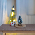 1:12 Scale Miniature Frosted Christmas Tree with Blue and White Beads and Clear Bead Topper, 1-9/16 inch tall, Dollhouse Decor