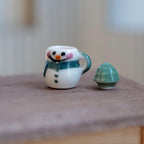 1:12 Scale Miniature Christmas Snowman Mug with Hot Chocolate and Cone Hat Lid, 13/16 inch tall, Dollhouse Decor (green) (non edible)