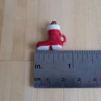 1:12 Scale Miniature Ceramic Santa Boot Mug with Whipped Cream and Chocolate Fudge, 13/16 inch tall, Dollhouse Decor (non edible)