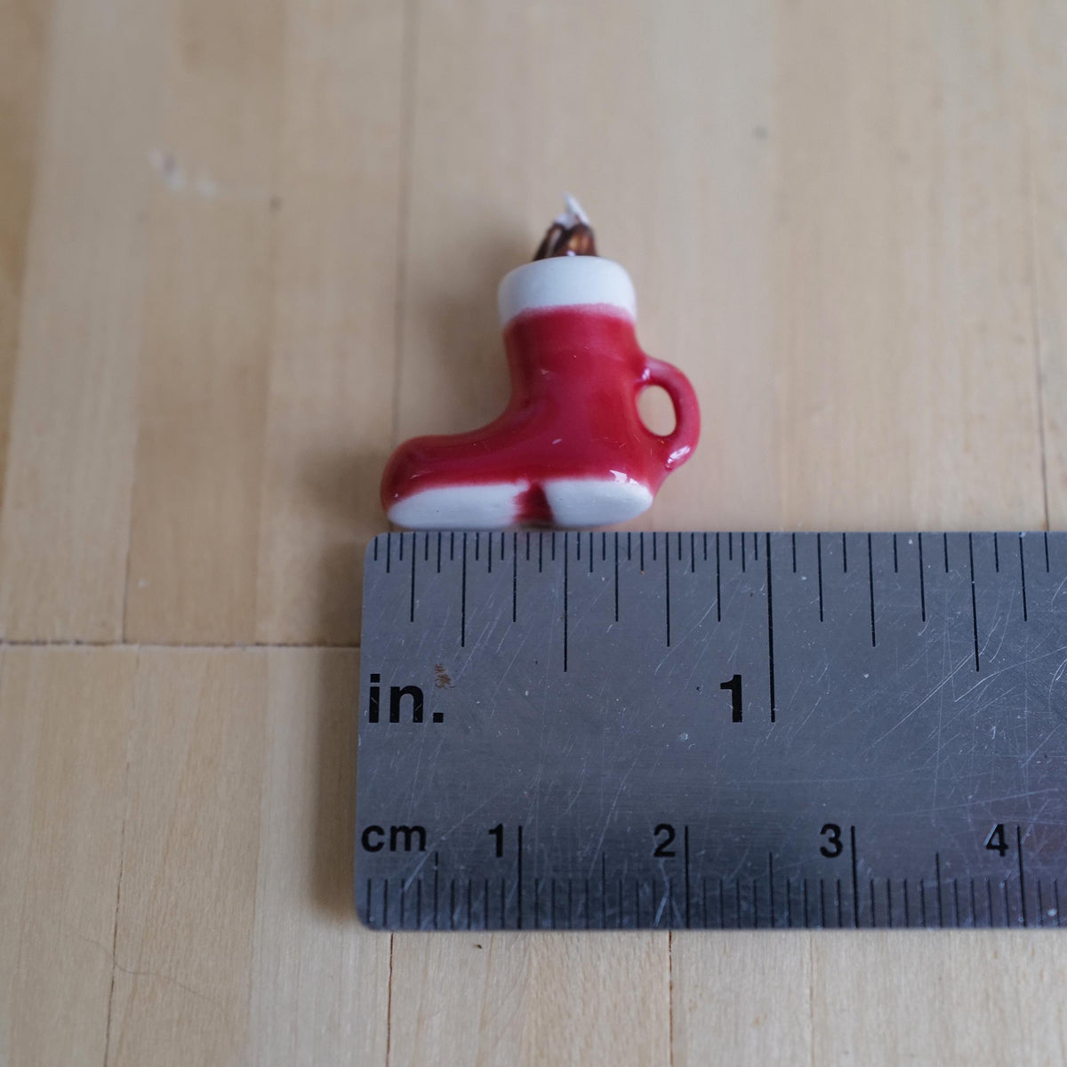 1:12 Scale Miniature Ceramic Santa Boot Mug with Whipped Cream and Chocolate Fudge, 13/16 inch tall, Dollhouse Decor (non edible)